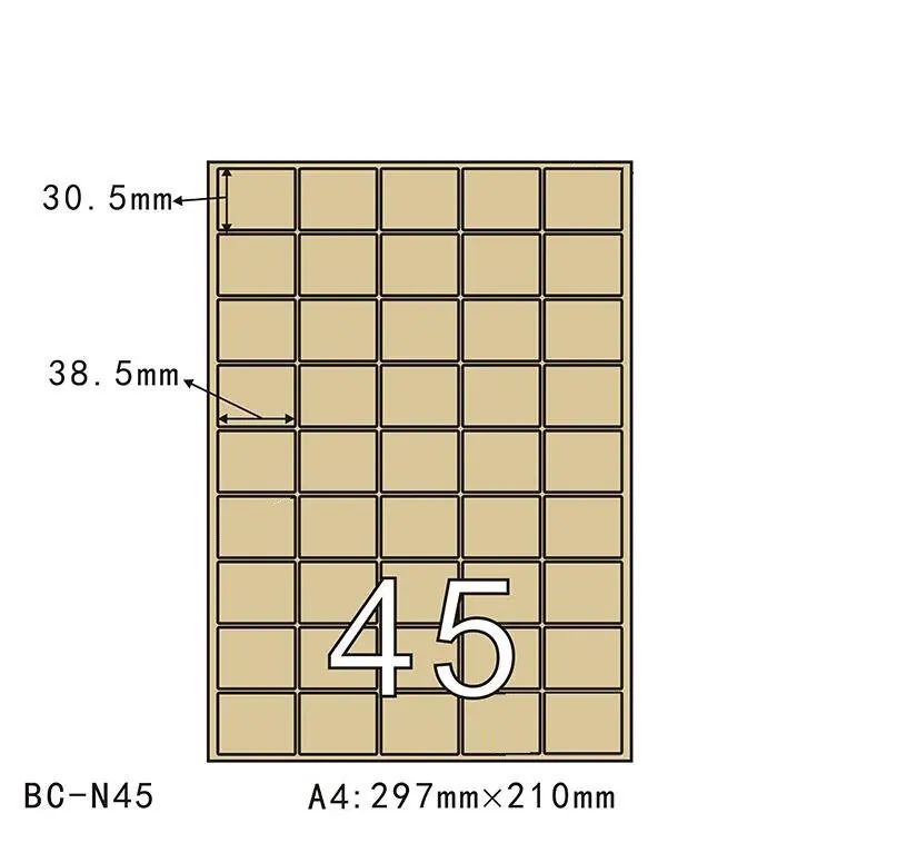 50 листов 45 высечки А4 пустые крафт-Этикетки Наклейки Бумага .