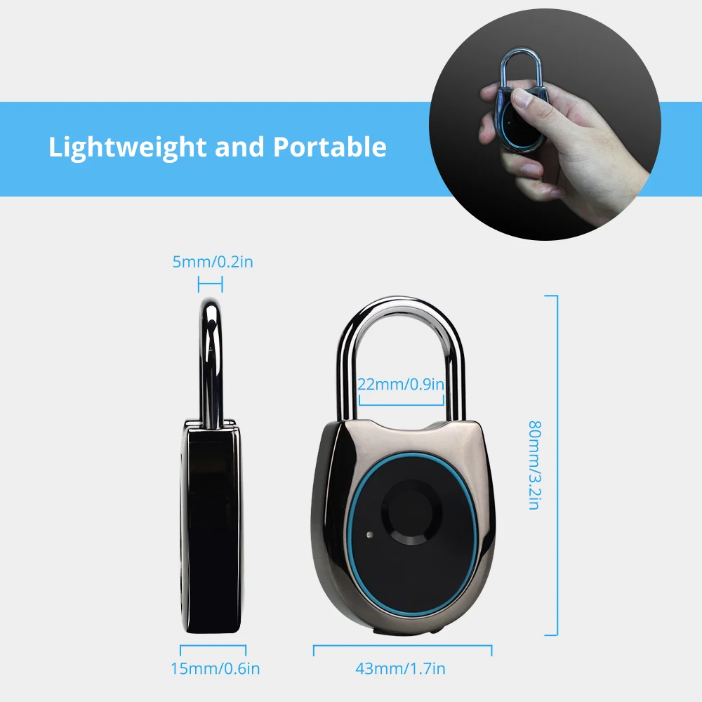 JWM Smart Door Lock Fingerprint Thumbprint Padlock Lock Keyless USB Rechargeable Door Lock Quick Unlock for Backpack Bike Drawer JWM Smart Door Lock Fingerprint Thumbprint Padlock Lock Keyless USB Rechargeable Door Lock Quick Unlock for Backpack Bike Drawer