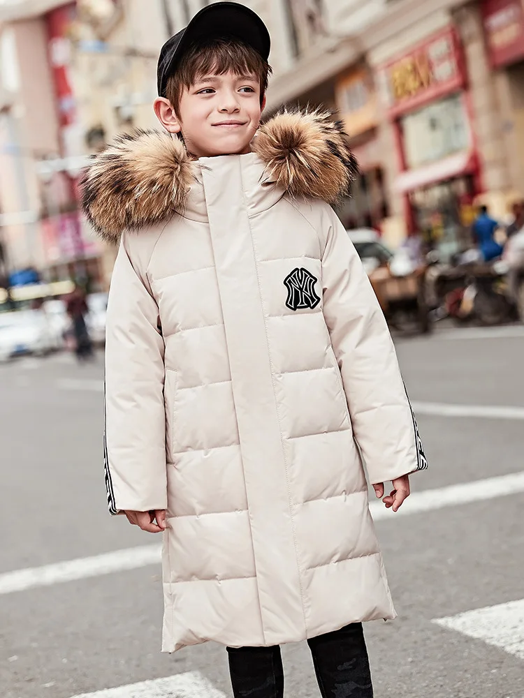 

Children's down Jacket BOYS Mid-length 2019 New Style Korean-style Big Boy Thick Children's Clothing Coat Tide
