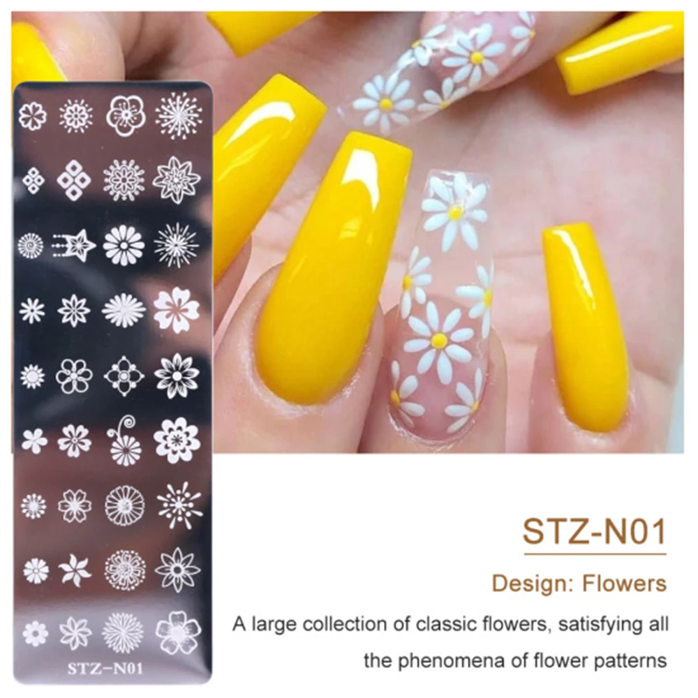 1 шт. набор для стемпинга ногтей штамповка шаблон с цветочным узором в виде геометрических фигур Животные DIY Дизайн ногтей маникюр Image Plate трафарет CYA30 - Цвет: STZ-N01