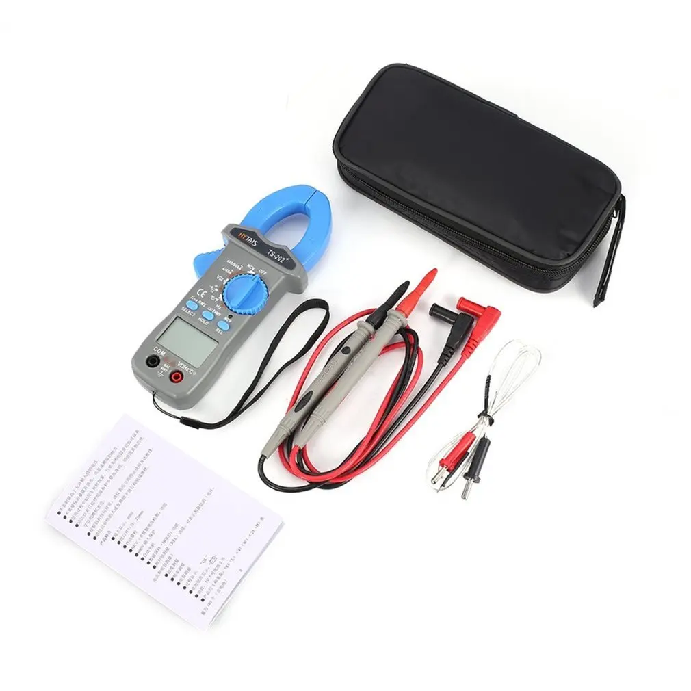 

HYTAIS TS202 Digital Clamp Meter True RMS Multimeter AC DC Frequency NCV Resistor Capacitor Diode temperature Tester Clamp Meter