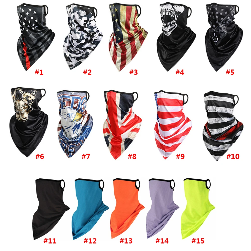 Triangle Bandana Face Scarves Hanging Ear Tube Scarf Ice Silk Neck Gaiter Cover Smooth Breathable Headband Men Women Neck Scarf bandana scarf