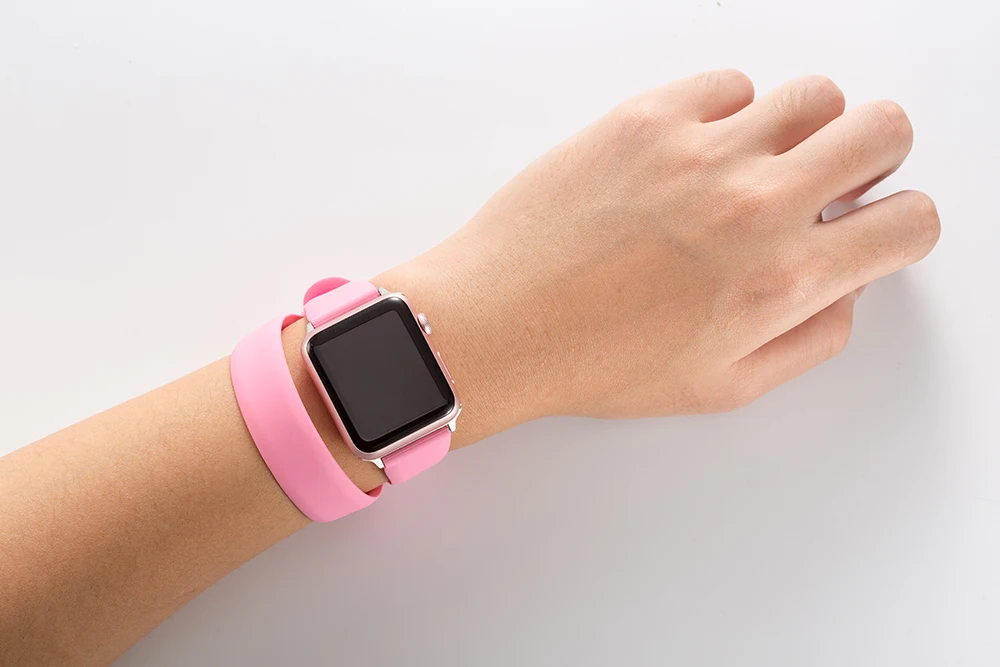 Силиконовый браслет с двойным кольцом для apple watch 5, 4, ремешок 44 мм, 40 мм, модный спортивный ремешок для iwatch 3, 2, 1, 38 мм, 42 мм, браслеты