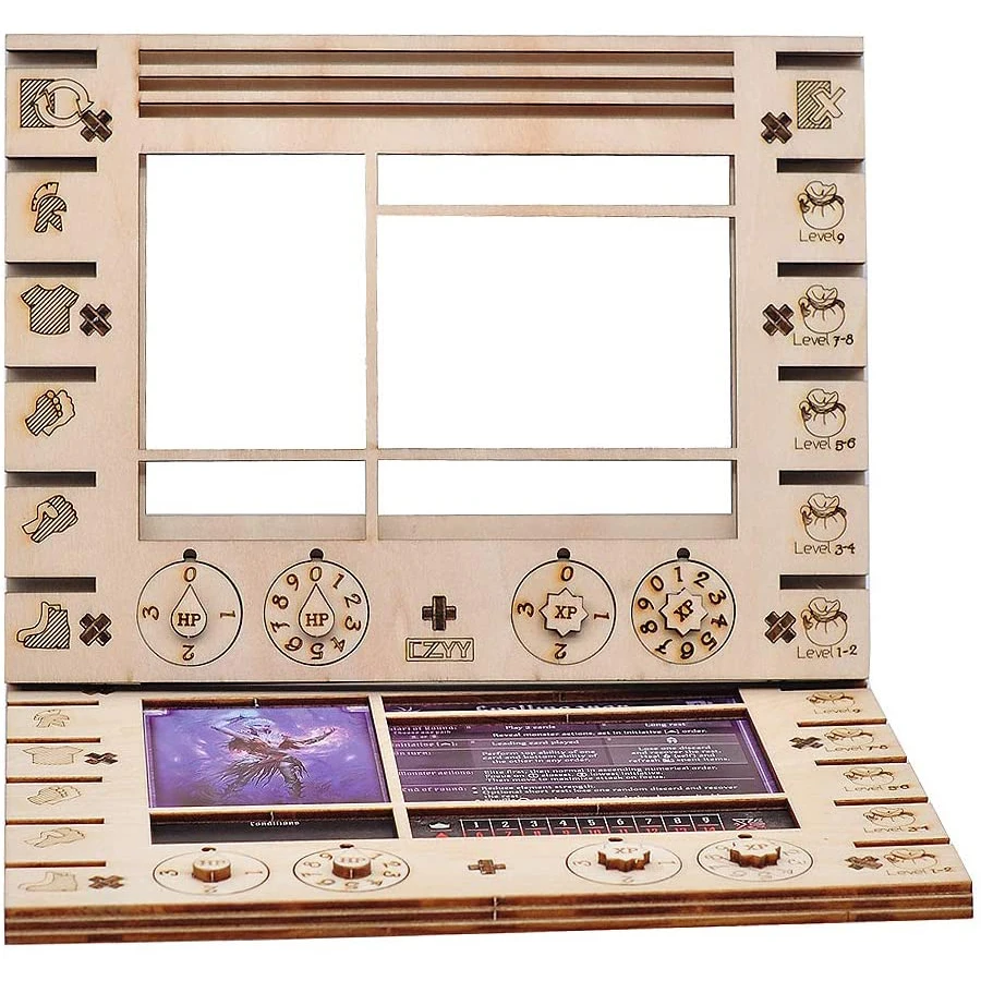 Gloomhaven/Frosthaven Player Character Dashboard with HP & XP Dial Trackers  Set of 2 Birch for Saving Your Table Space