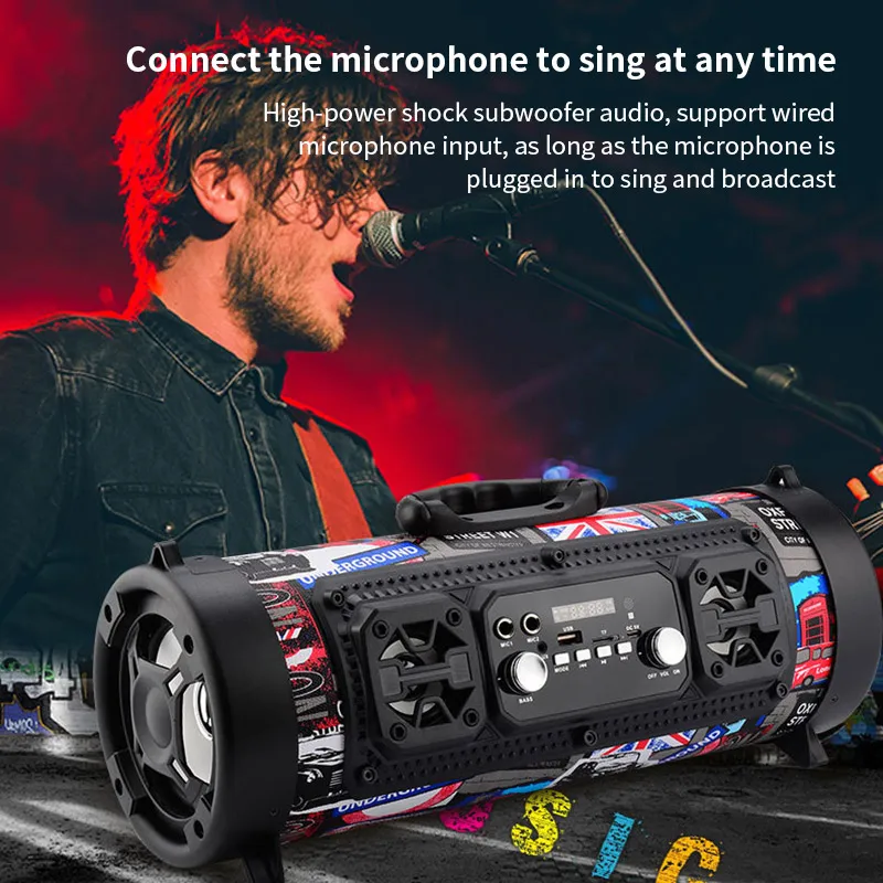 Bluetooth Колонка портативная с двумя микрофонами и FM радио|Портативные колонки| |