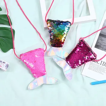 

cute girl waist bag mermaid fishtail sequins fanny pack fashion chest bag mini purse Long Rope Coin Purse Girls Crossbody Bags
