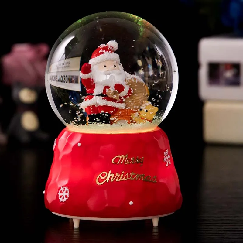 Рождественская музыкальная шкатулка Хрустальный шар с светильник снежинки Рождественский снежный шар Санта Клаус снежный шар Новогодний подарок на день рождения для детей