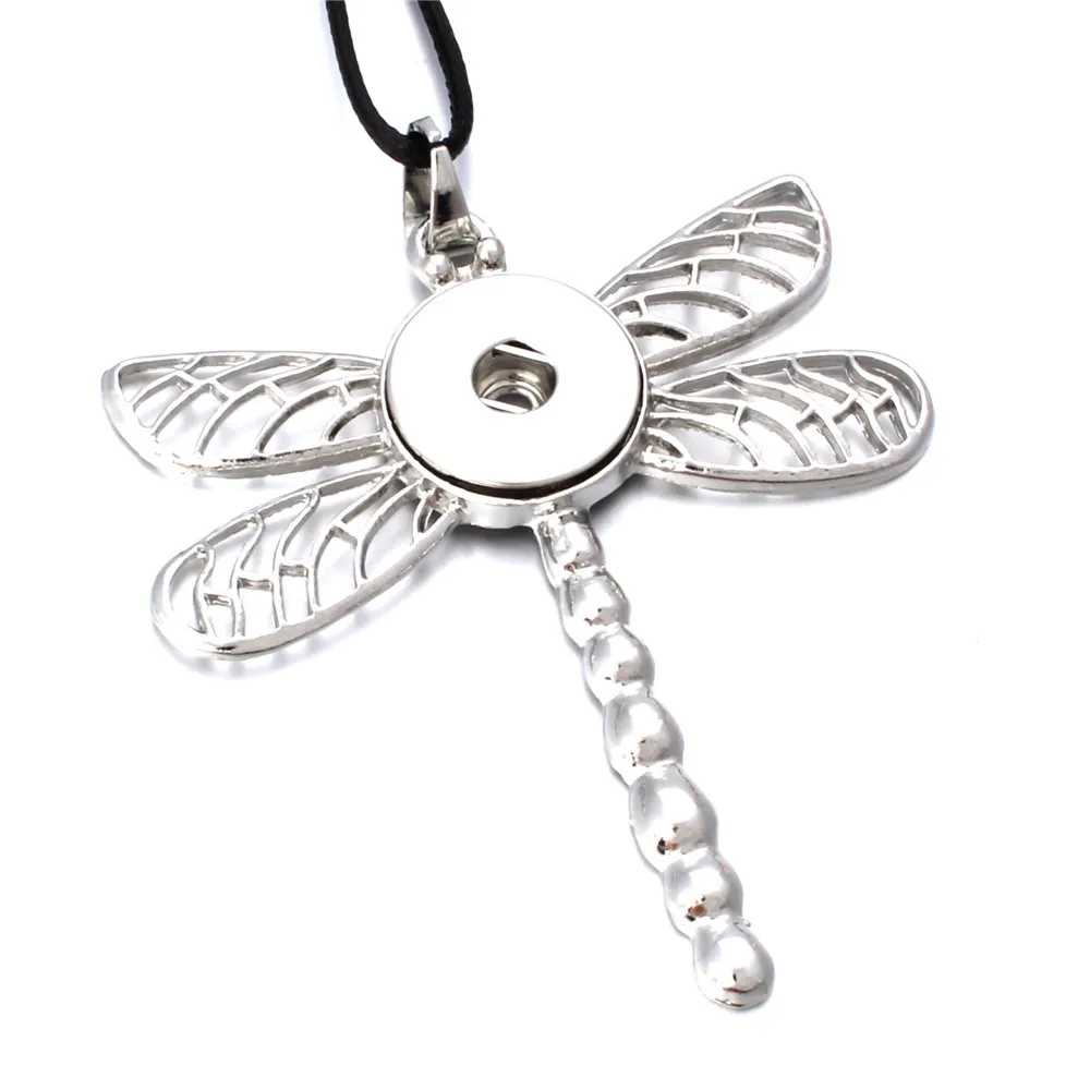 

Xinnver Snap Button Jewelry Dragonfly Charms Necklace Fit 18MM Button Snap Custom Pendant Sweater Chain ZG013