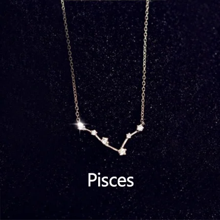 Pisces ANENJERY 925 пробы Серебряное зодиакальное ожерелье небесные персонализированные ювелирные изделия лучший друг подарок созвездие ожерелье S-N487 - Окраска металла: Pisces