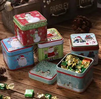 

Christmas Mini Tin Box Sealed Jar Packing Xmas Candy Boxs Small Storage Cans Coin Earrings Jewelry Gift Case SN2512