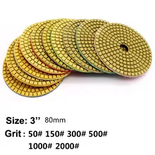 

7pcs 3inch Diamond Dry Polishing Pad 80mm Sanding Discs For Polishing And Grinding Granite Marble With 1pcs M10 Backer Pad