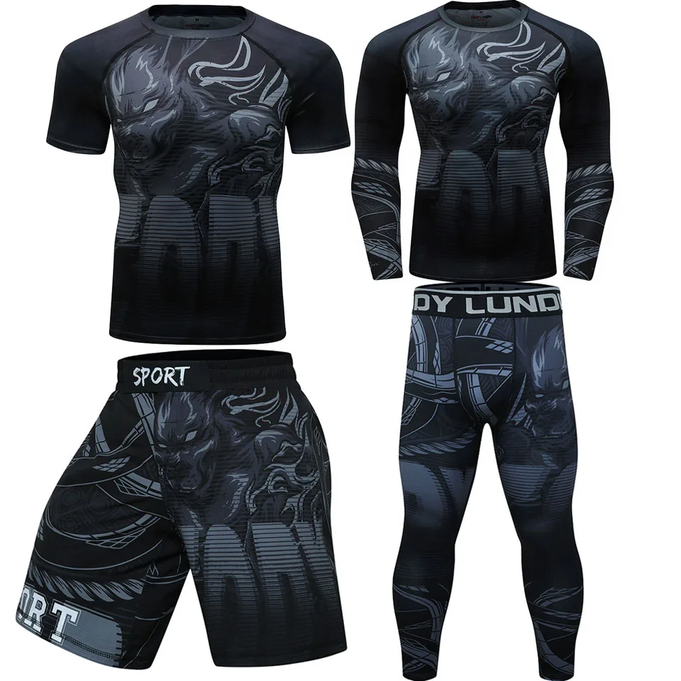 Rashguard mma черный ровающий Тигр облегающие наборы файтинг боксерские Джерси Муай