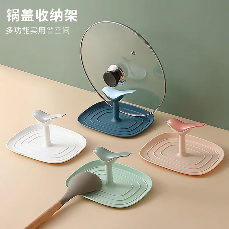 

Truner Frame Pot Cover Holder Birds Modeling Creative Storage Rack Multi-functional Sitting Type Table-board Free Punched Kitche