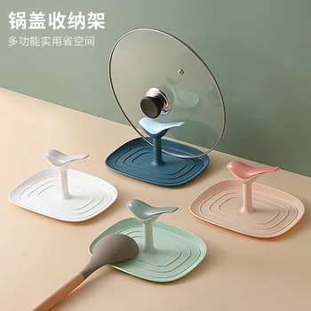 

Truner Frame Pot Cover Holder Birds Modeling Creative Storage Rack Multi-functional Sitting Type Table-board Free Punched Kitche