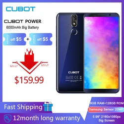 Перейти на Алиэкспресс и купить cubot power helio p23 octa core 6gb ram 128gb rom 6000mah android 8.1 dual 4g lte 5.99дюйм. fhd+ smartphone 16.0mp 6p lens telephone