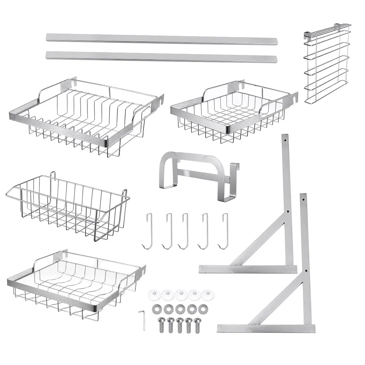 2 Layers Multi-use Dishes Rack Stainless Steel Single Dual Sink Drain Rack Kitchen Oragnizer Rack Dish Shelf Sink Drying Rack