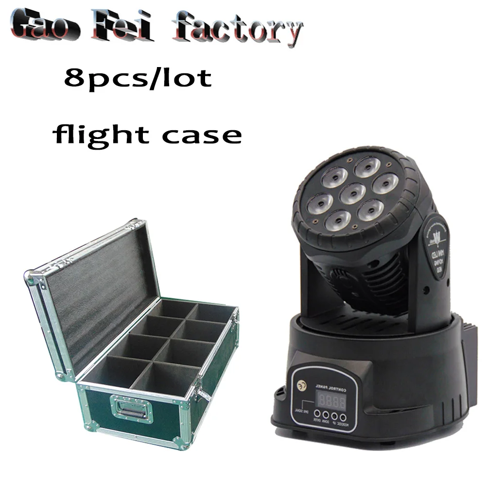 moving head wash Чехол для полёта QUAD Led Moving Head Mini Wash 7x12w Rgbw вечерние/Дискотека/световая установка диджея DMX 14 CH эффект сценического освещения - Цвет: moving head wash