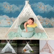Newborn Photography Props for Girls Vintage Lace Tent Accessoire Bebe Shooting Photo Studio Baby Props Months Posing Tent Basket