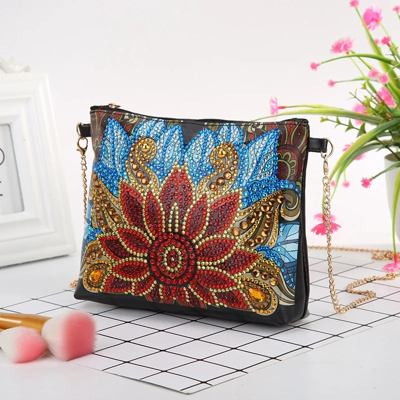 Маленький кошелек для женщин DIY Peafowl особой формы алмазной живописи кожа цепи сумки через плечо