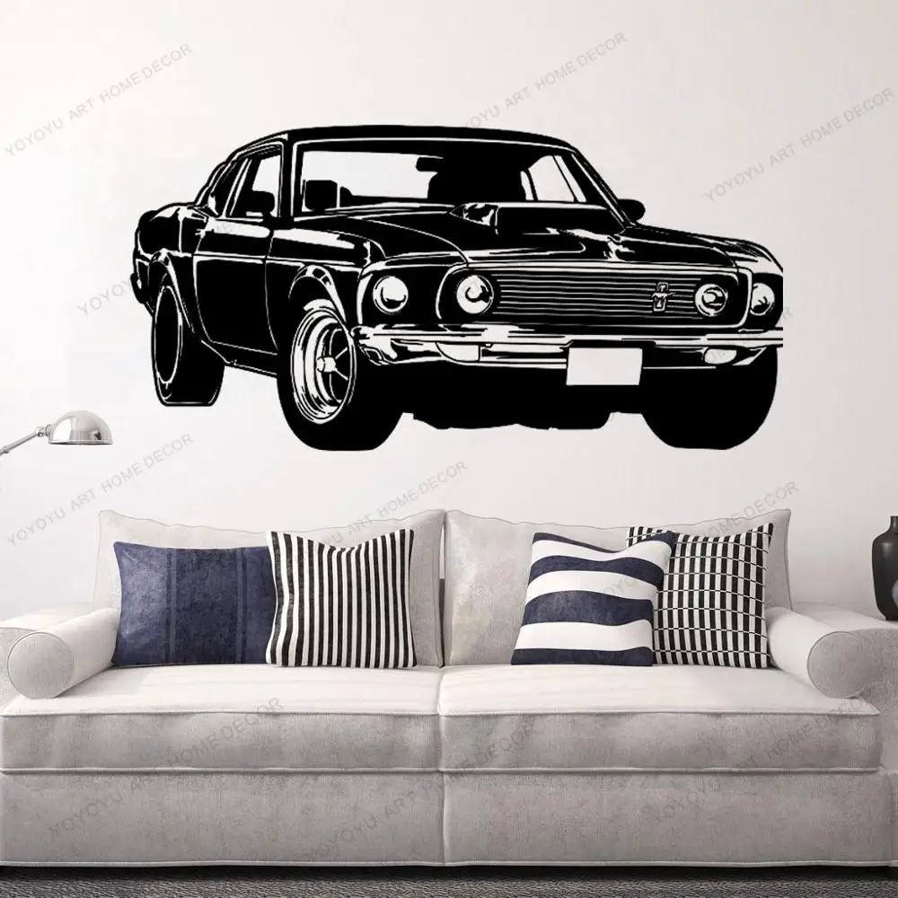 Racing Car Sport GT Ford Mustang Muscle Mural Wallpaper Wall Decal Art Decor Sticker Vinyl Wall Stickers cx528