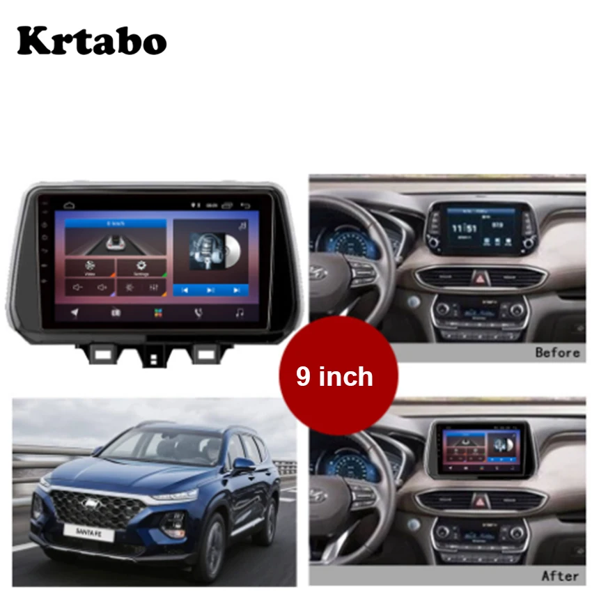 Автомобильный радиоприемник андроид мультимедийный проигрыватель для hyundai Santa Fe автомобильный сенсорный экран gps навигация поддержка Carplay Bluetooth