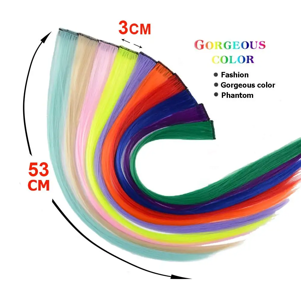 Цветной зажим для наращивания волос, 20 дюймов, прямые Разноцветные накладные волосы для косплея, вечерние, рождественский подарок для женщин и девушек