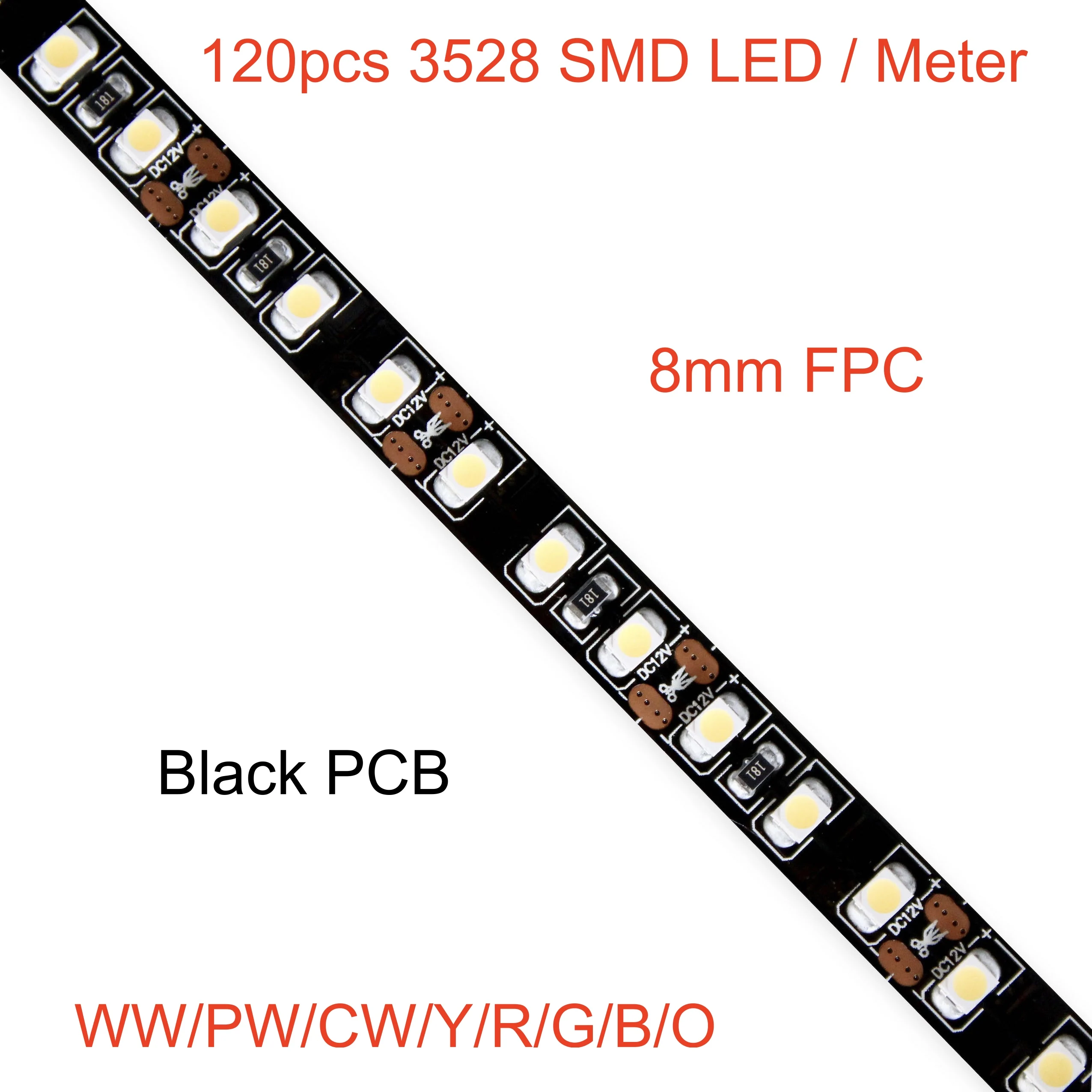 

5m a roll/ a lot, led 3528 strip light, 120pcs led per meter, 12V, black PCB Board