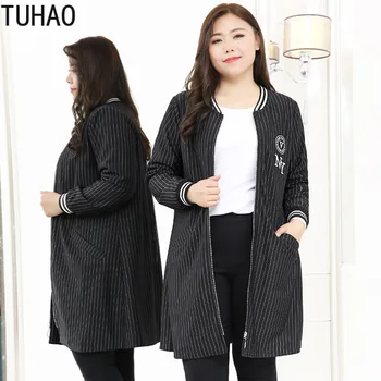 

TUHAO Large Size 10XL 9XL 8XL 7XL Office Lady Trench Coat for Woman Women's Long Striped Jacket Autumn Windbreaker WM31