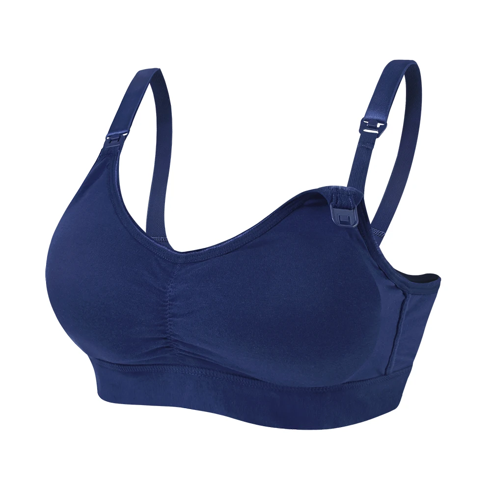 Navy bra SLAIXIU Бюстгальтер для кормления из хлопка, Сексуальные Открытые бюстгальтеры с пряжками для сна, беспроводной бюстгальтер для кормления грудью, Одежда для беременных женщин, кормящих мам - Цвет: Navy bra