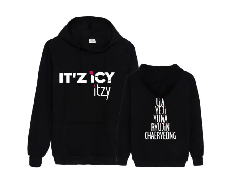 Kpop itzy it'z ледяной альбом же все имена участников пуловер с рисунком толстовки унисекс модная верхняя одежда с флисом/тонкий свитер с капюшоном