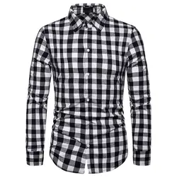 SHUJIN 2019 Новая Осенняя модная брендовая мужская одежда Slim Fit Мужская рубашка с длинными рукавами мужские повседневные мужские рубашки в