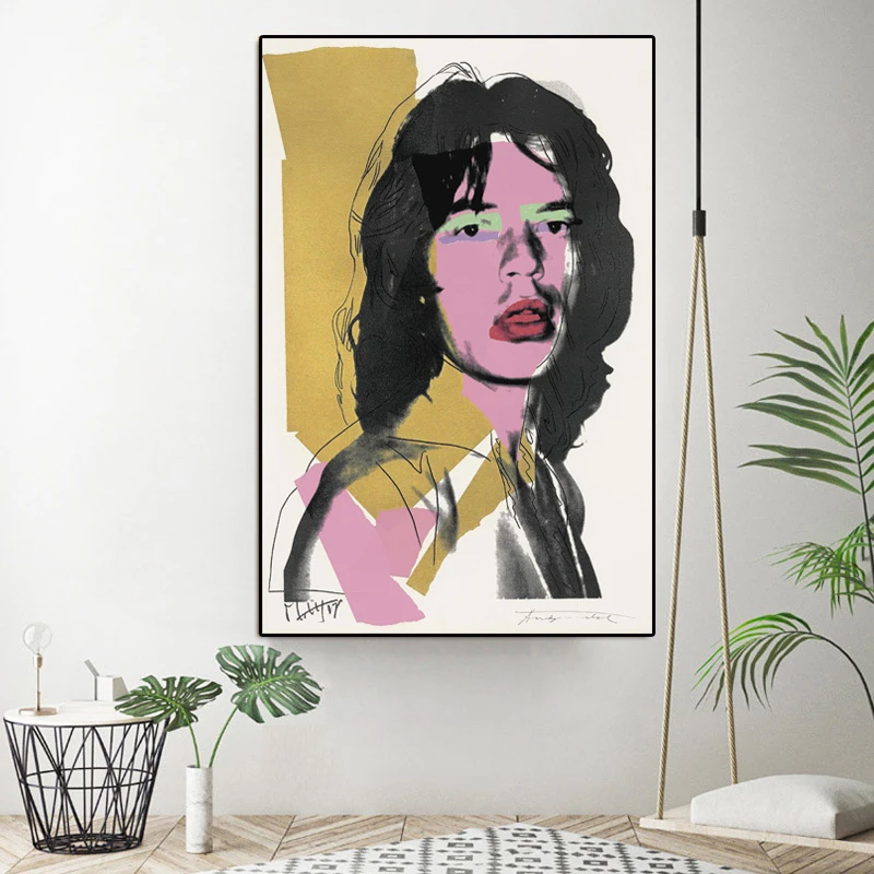 RELIABLI Andy Warhol плакат Мик Джаггер Портрет Печать холст картины на стену для гостиной Quadro домашний декор Unframe