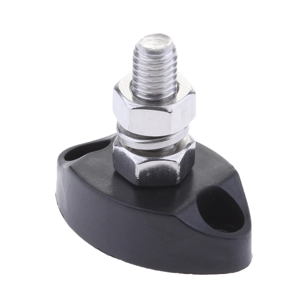 1/4 inch 6mm Battery Power & Ground Insulated Stainless Steel Stud Distribution Junction Post for RV Boat Marine (Black)