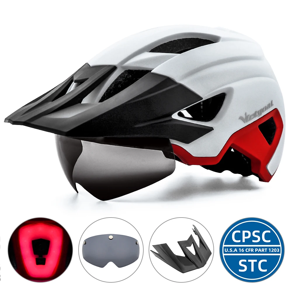 Victgoal Casco De Bicicleta Led Recargable Por Usb Con Protector Para Gafas Para Hombre Para Ciclismo De Montana Urbano Casco Para Bicicleta Aliexpress