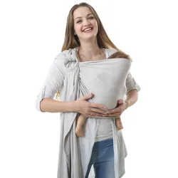 Housse en coton biologique gris pour bébé, écharpe pour anneau de porte bébé, respirant, ajustable, pour nouveau nés, couverture d'allaitement pour nourrissons et tout petits 