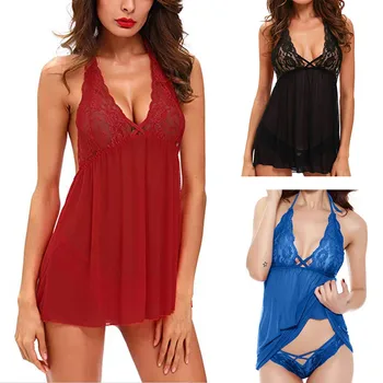 

New Women Underwear Plus Size Lace Print Bra Set Sexy Lingerie Sleepwear Set домашнее платье nuisette femme FJSL