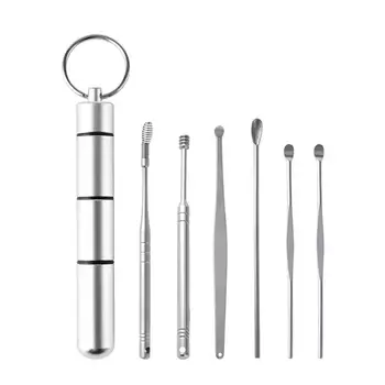 

6Pcs Ear Wax Pickers Stainless Steel Earpick Wax Remover Curette Ear Pick Cleaner Ear Cleaner Spoon Care Ear Clean Tool