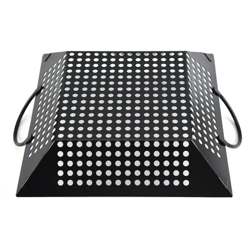 Carbon steel Grilling Basket High-quality Environmentally Friendly Grill Pan With Handle Kitchen Utensils Oven Safe Induction