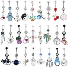 1 шт. Роскошные 14 г ананас кольца для пупка для женщин кулон пирсинг для тела ювелирные изделия богемный Ловец снов пирсинг для пупка