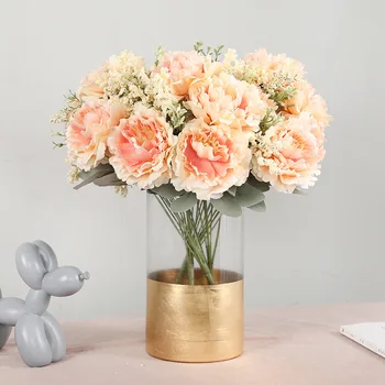 

New Chinese-Style Home Decoration Artificial Peony Bouquet Wedding Decoration Artificial 10 Head Peony Artificial Flower