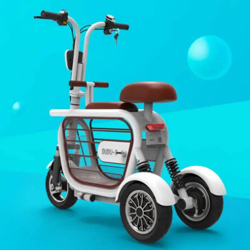 Electric Scooter Foldable Three Wheels Electric Bicycles 400W Parent Child 10 Inch Mini Electric Tricycle Pet Car
