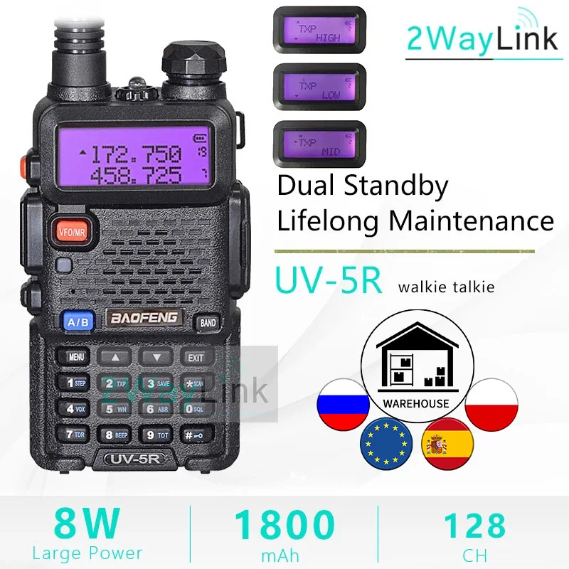 Walkie-Talkie Ham Radio Uv5r UV-XR UV-82 10KM 8W Upgrade Hunting
