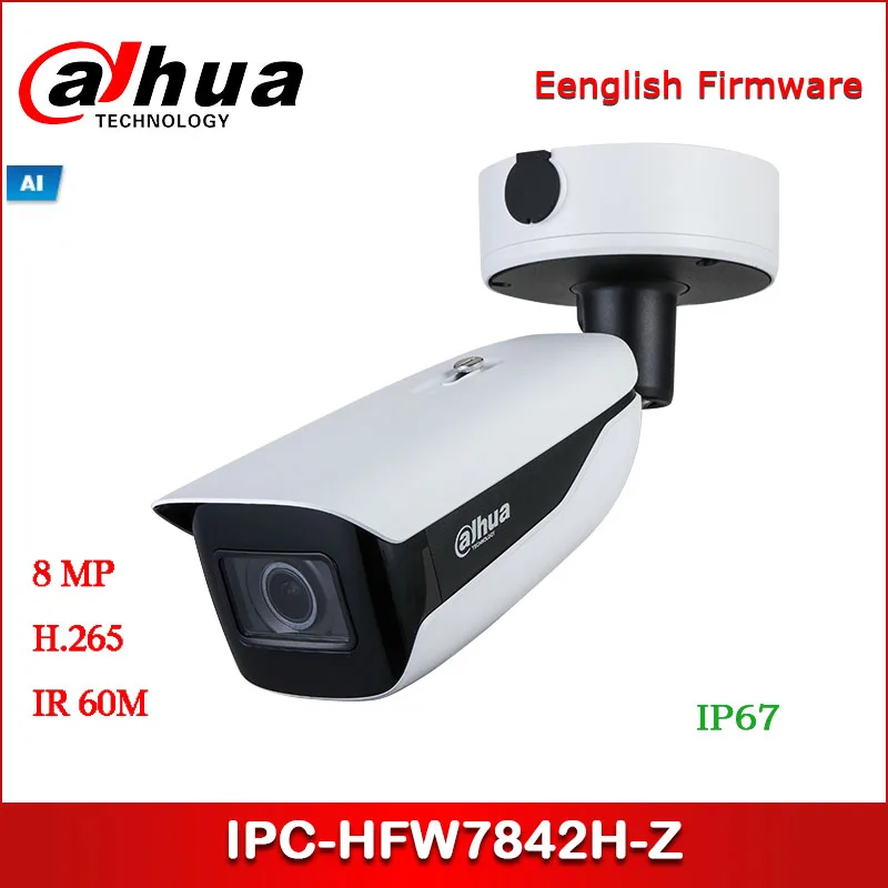DAHUA IP Camera IPC-HFW7842H-Z 8MP AI IR Bullet Network Camera 24V AC/PoE/12V DC power support SMART IR DAHUA IP Camera IPC-HFW7842H-Z 8MP AI IR Bullet Network Camera 24V AC/PoE/12V DC power support SMART IR