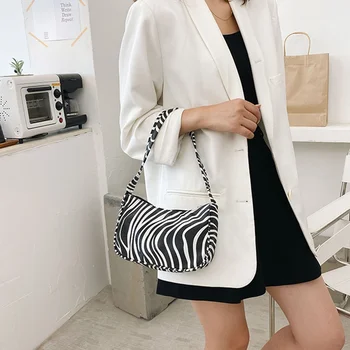 

Zebra Pattern Handbags Women Fashion Square Shoulder Bag Nylon Cloth Chain Desgin Handbag Ladies Trendy Shoulder Bag Dropship