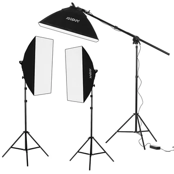 

Andoer Studio Photography Softbox LED Light Kit 2700K/5500K Dimmable LED Lights 2 Meters Light Stands Carry Bag, 3 Packs