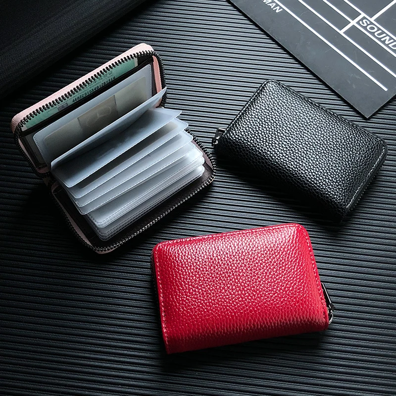 

JULICXYJ New Fashion Female Male Card Holder Women Leather Purse High Capacity 24 Bits Card Wallet Case Bag For Document 2019