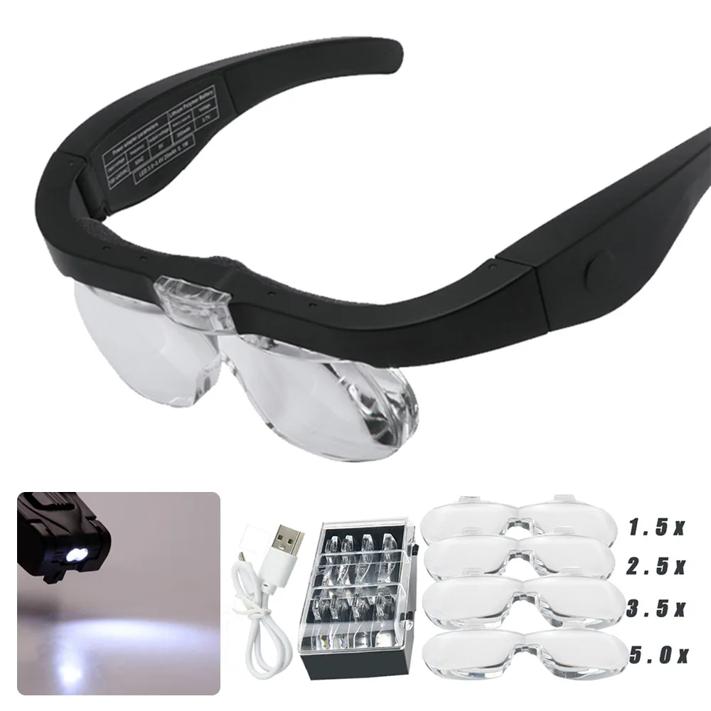 Magnifying Glasses Magnifier1.5x 2.5x 3.5x 5.0x Usb Rechargeable With