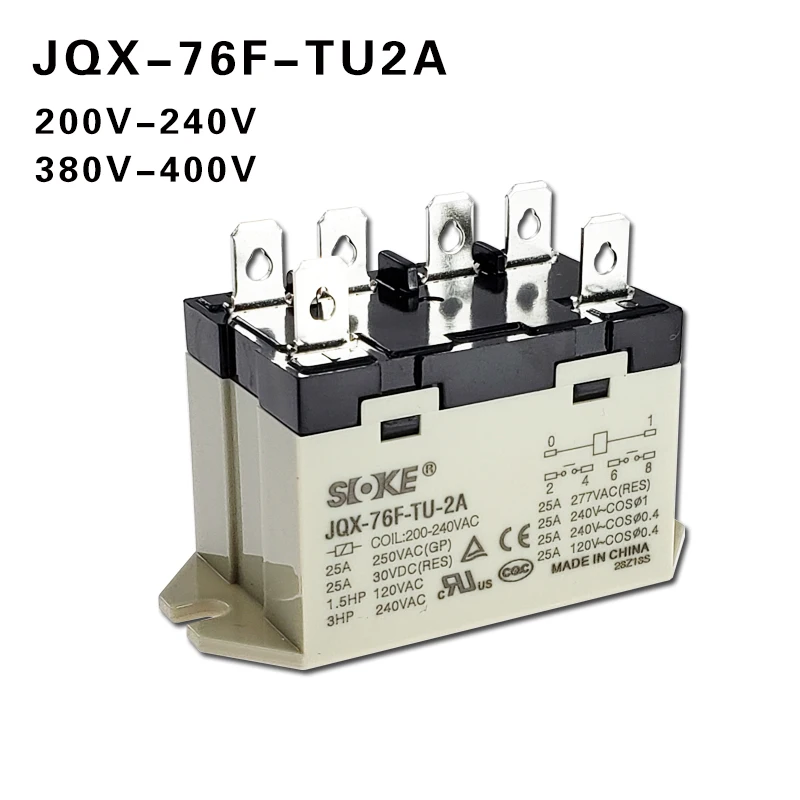 SOKE Small high power relay JQX-76F-TU-2A 220VAC 380-400VAC