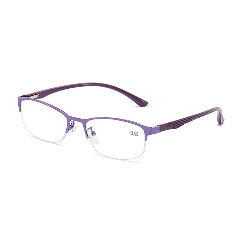Seemfly элегантные женские очки для чтения фиолетовая красная металлическая полуоправа очки для чтения TR90 дужки на пружине увеличительные очки - Цвет оправы: PR