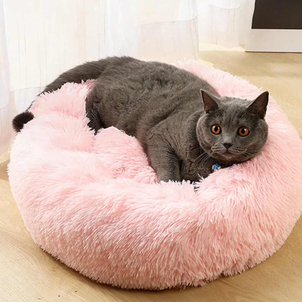 Для собаки круглый кот зимний теплый спальный мешок длинная плюшевая мягкая подстилка для животных Успокаивающая кровать